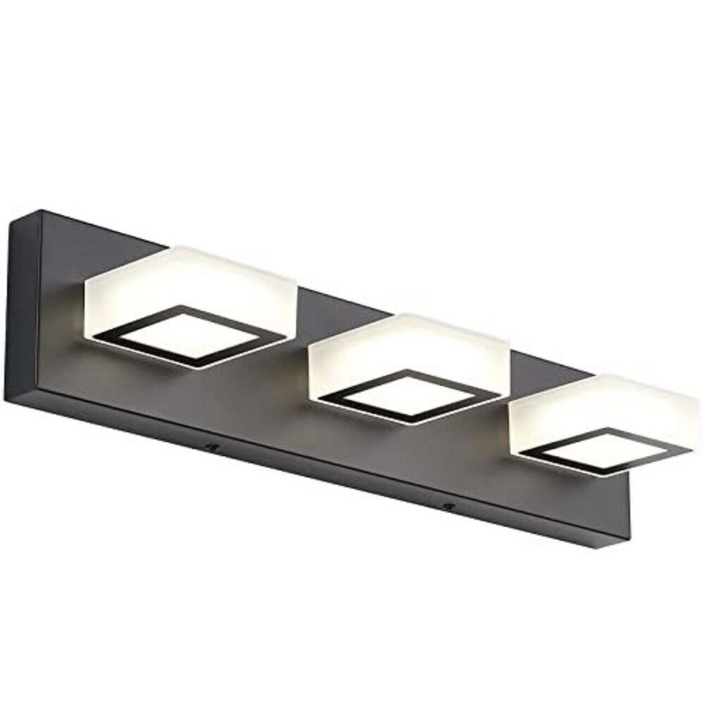 Ralbay Black Bathroom Vanity Lights 3 Lights Acrylic Modern LED Dust / Fog Proof